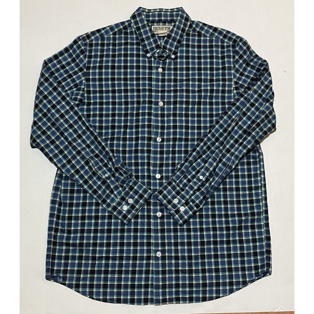 Duluth Trading Co Mens Button Down Flannel Shirt Mens Size L Large Plaid‎